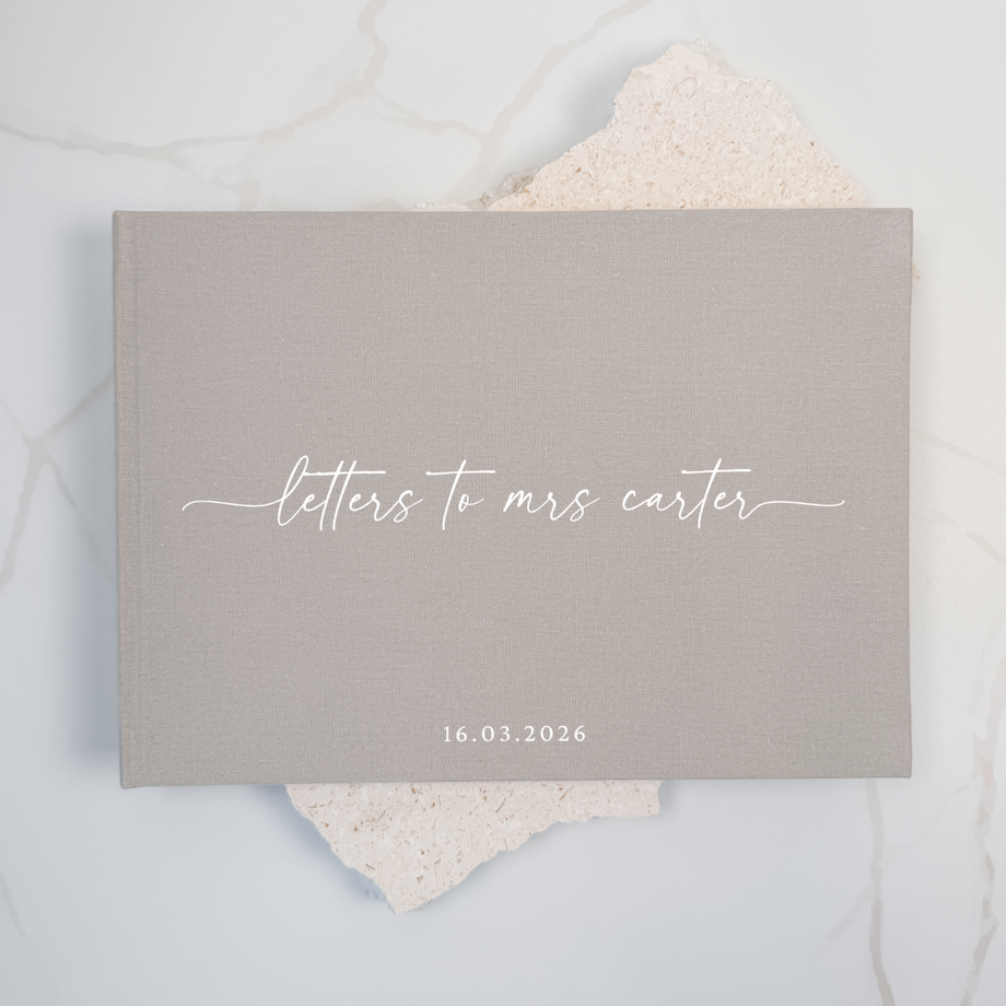 Custom Bridal Guest Book - Linen Landscape D40