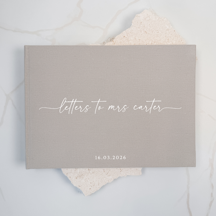 Custom Bridal Guest Book - Linen Landscape D40