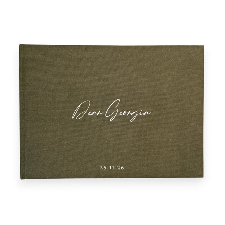 Custom Bridal Guest Book - Linen Landscape D46