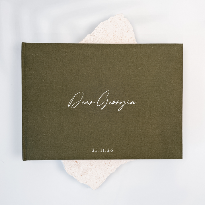 Custom Bridal Guest Book - Linen Landscape D46