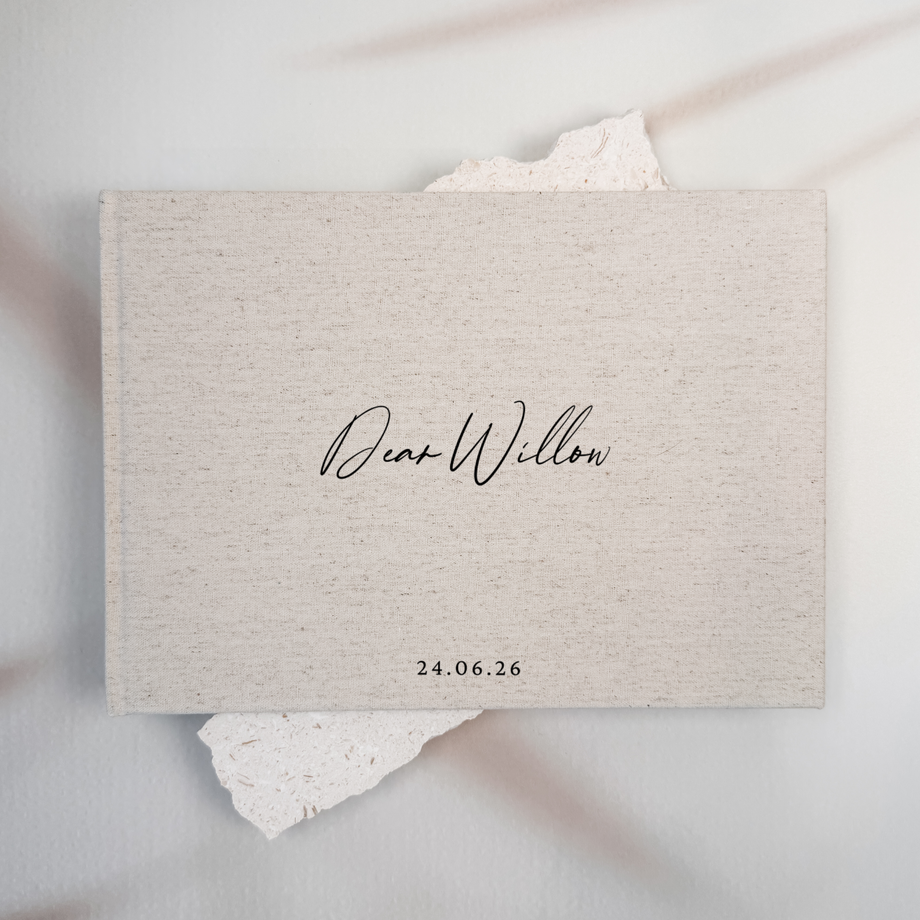 Custom Bridal Guest Book - Linen Landscape D46