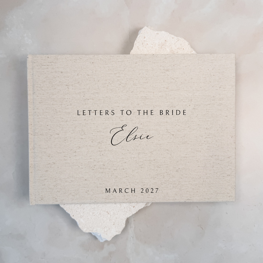 Custom Bridal Guest Book - Linen Landscape D47