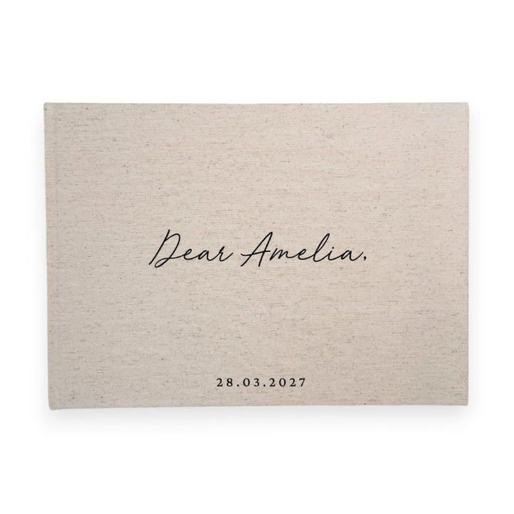 Custom Bridal Guest Book - Linen Landscape D48