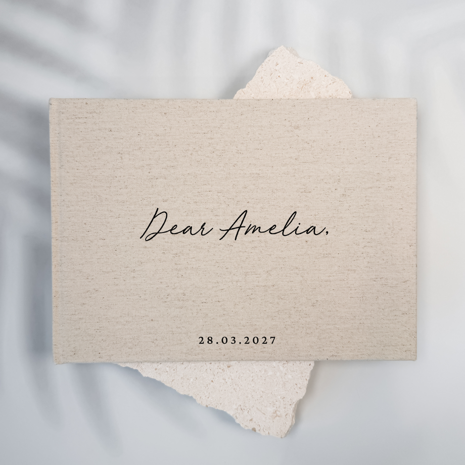 Custom Bridal Guest Book - Linen Landscape D48