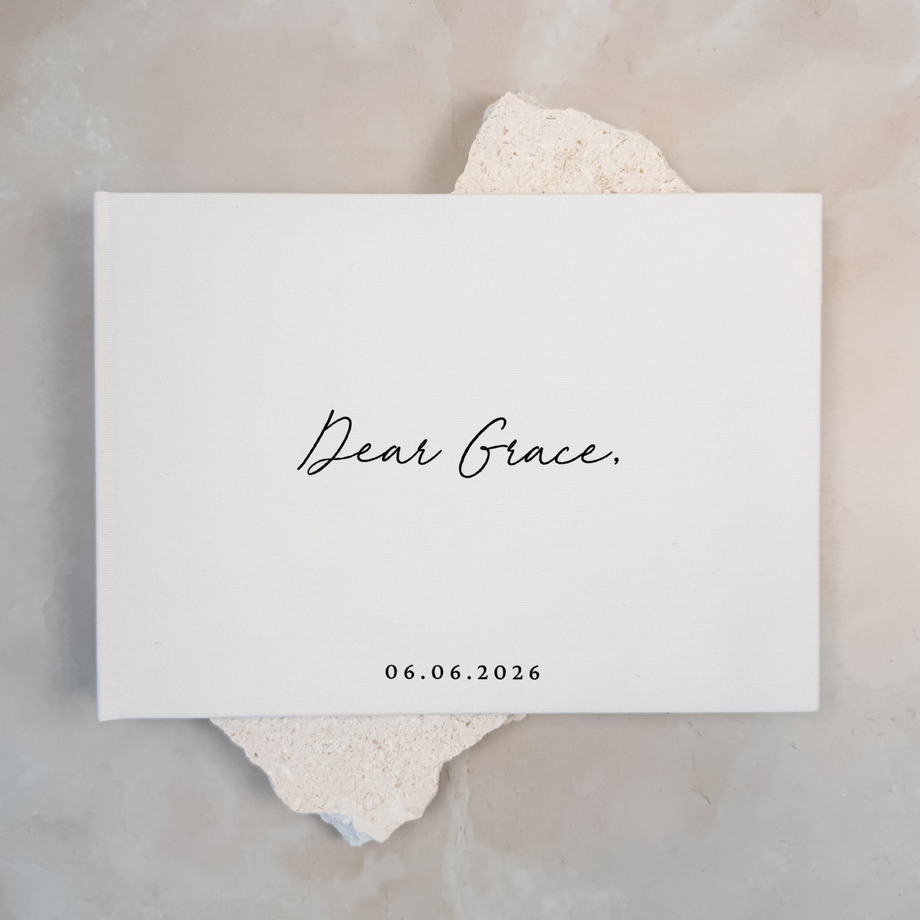 Custom Bridal Guest Book - Linen Landscape D48