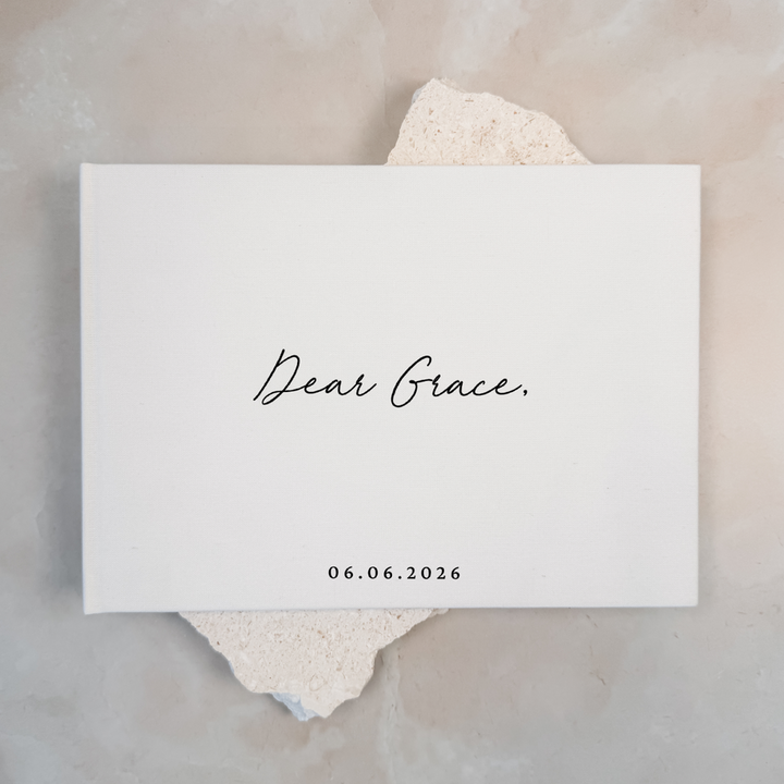Custom Bridal Guest Book - Linen Landscape D48