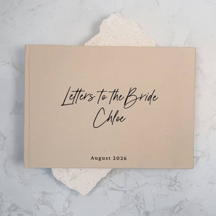 Custom Bridal Guest Book - Linen Landscape D49A