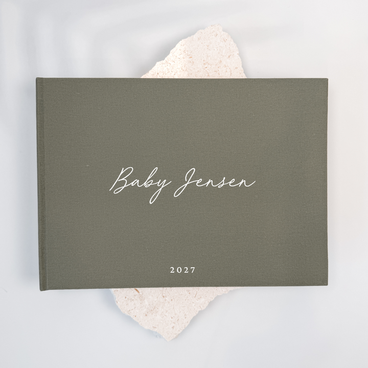 Custom Baby Guest Book - Linen Landscape D50
