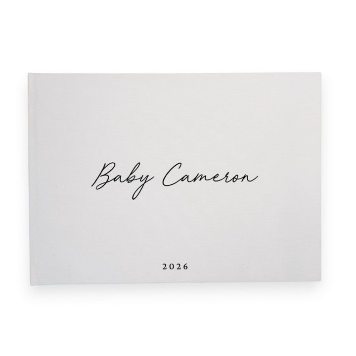 Custom Baby Guest Book - Linen Landscape D50