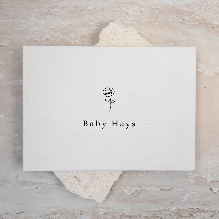Custom Baby Guest Book - Linen Landscape D51
