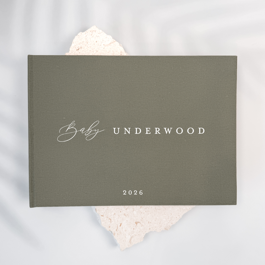 Custom Baby Guest Book - Linen Landscape D52