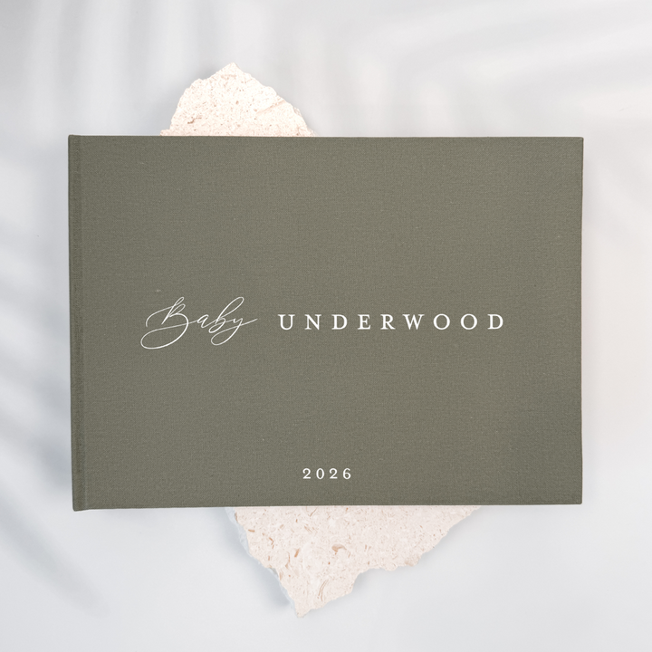Custom Baby Guest Book - Linen Landscape D52