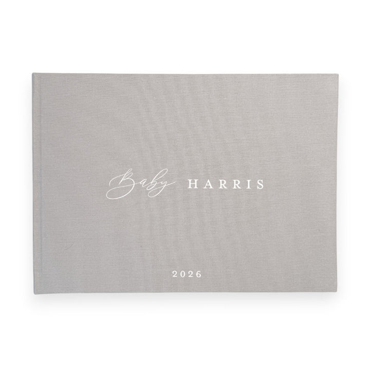 Custom Baby Guest Book - Linen Landscape D52