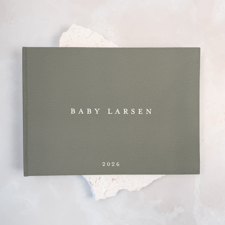 Custom Baby Guest Book - Linen Landscape D53