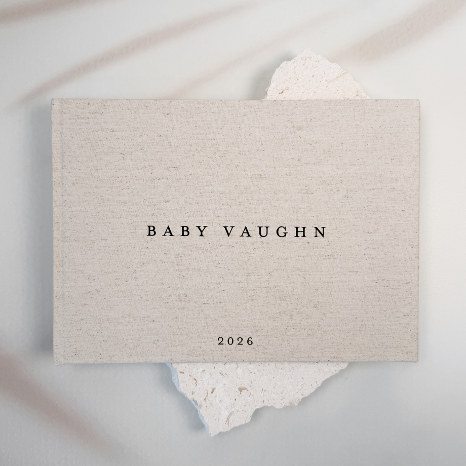 Custom Baby Guest Book - Linen Landscape D53
