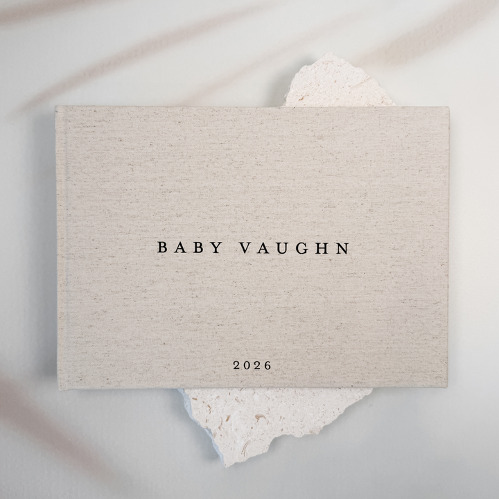 Custom Baby Guest Book - Linen Landscape D53