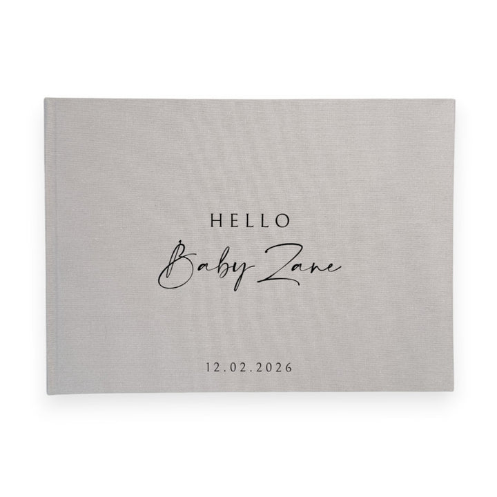 Custom Baby Guest Book - Linen Landscape D54