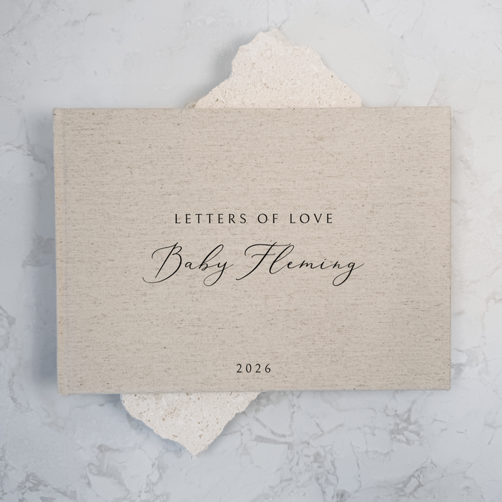 Custom Baby Guest Book - Linen Landscape D56