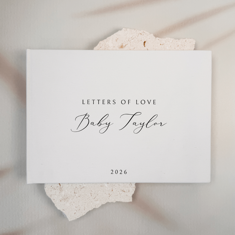 Custom Baby Guest Book - Linen Landscape D56