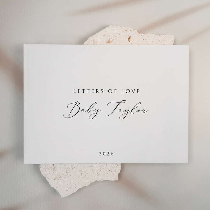 Custom Baby Guest Book - Linen Landscape D56
