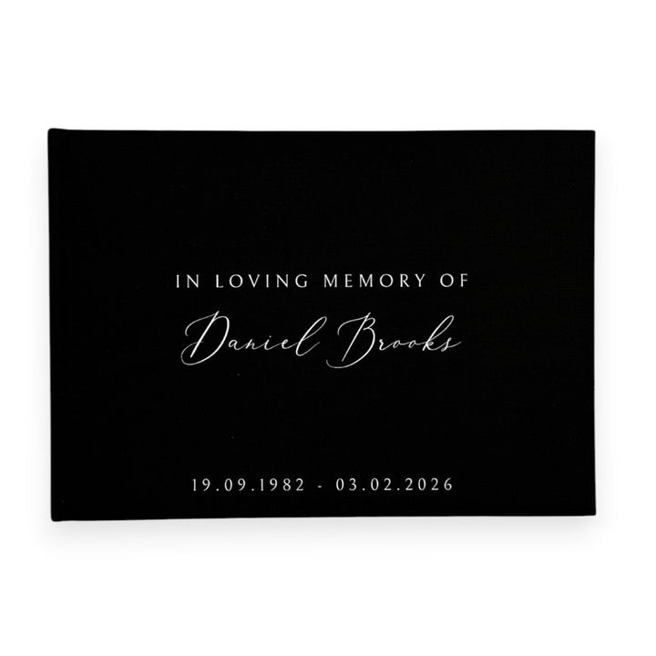 Custom Memorial Guest Book - Linen Landscape D60