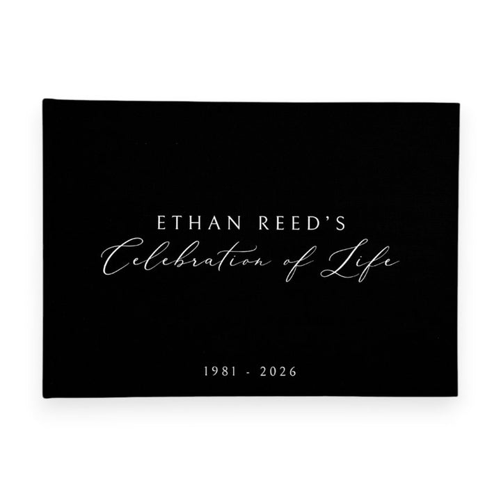 Custom Memorial Guest Book - Linen Landscape D61