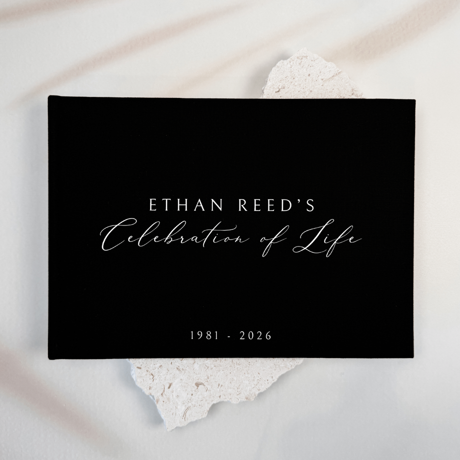 Custom Memorial Guest Book - Linen Landscape D61
