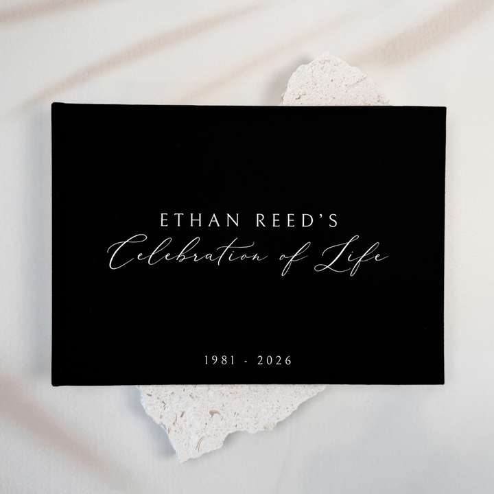 Custom Memorial Guest Book - Linen Landscape D61