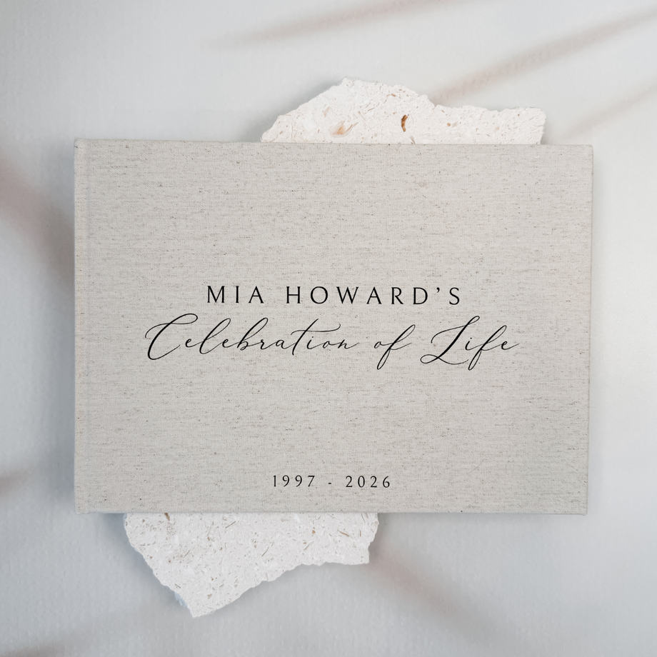 Custom Memorial Guest Book - Linen Landscape D61