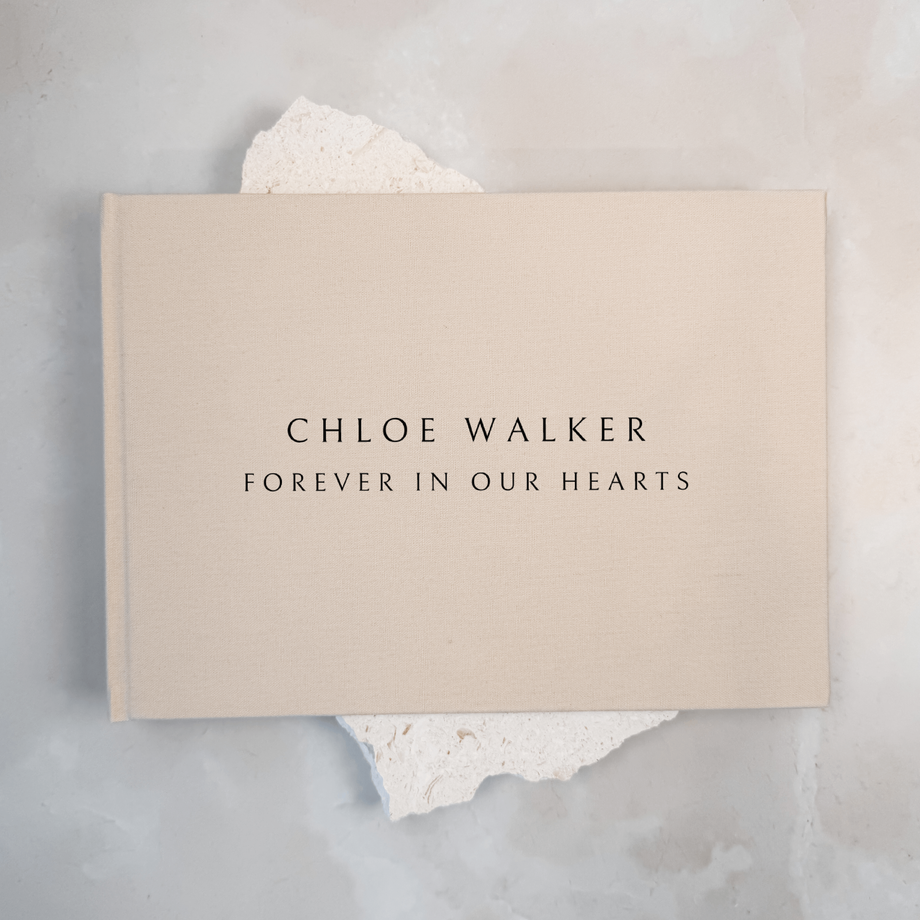 Custom Memorial Guest Book - Linen Landscape D62