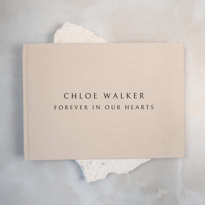 Custom Memorial Guest Book - Linen Landscape D62