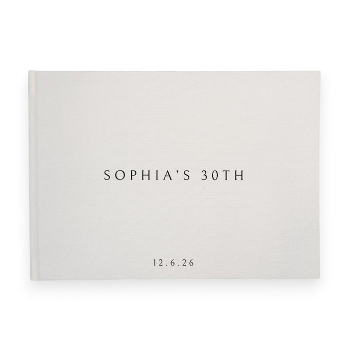 Custom Birthday Guest Book - Linen Landscape D70