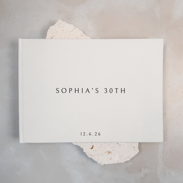 Custom Birthday Guest Book - Linen Landscape D70
