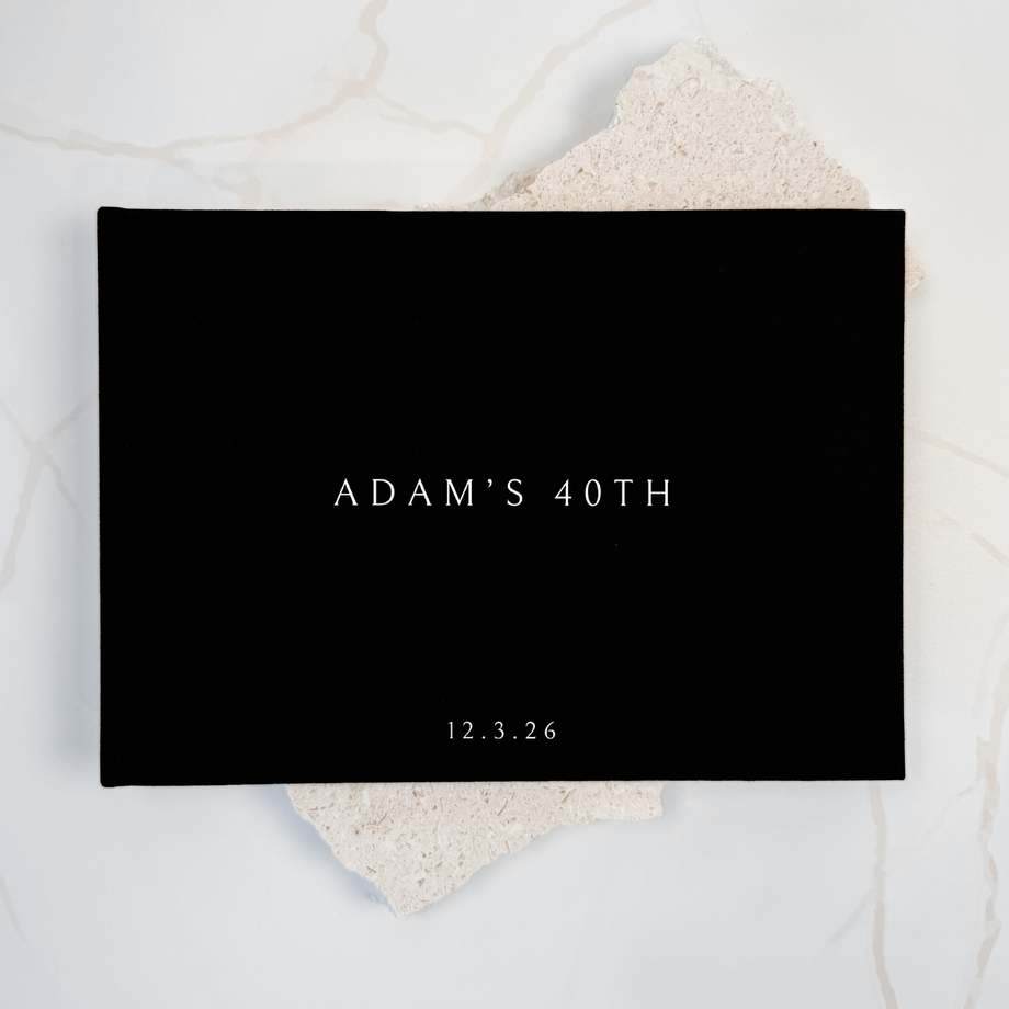 Custom Birthday Guest Book - Linen Landscape D70