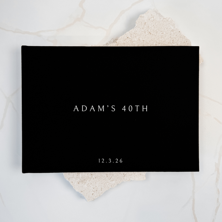 Custom Birthday Guest Book - Linen Landscape D70