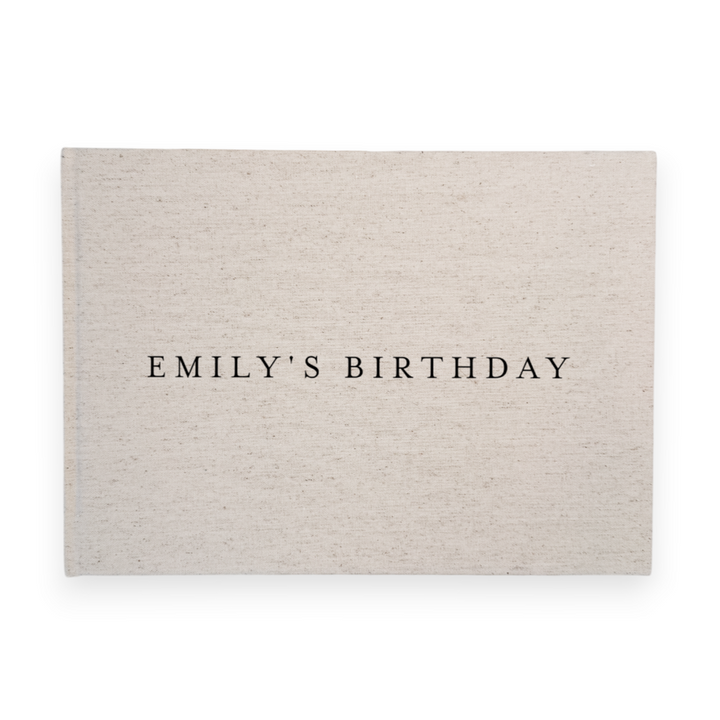 Birthday Guest Book SECONDS Linen Landscape