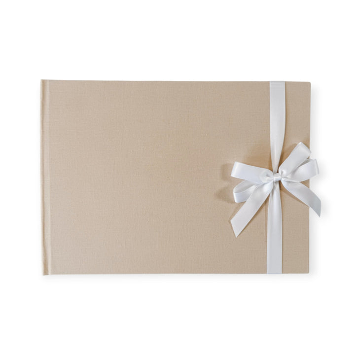 Custom Wedding Guest Book - Linen Landscape D16