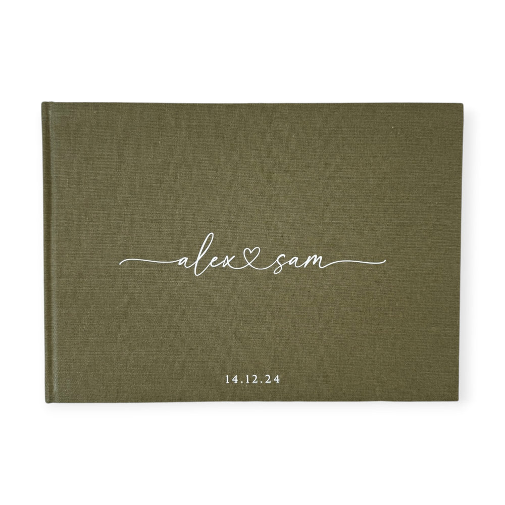 Linen Wedding Guest Book Ivory Colour