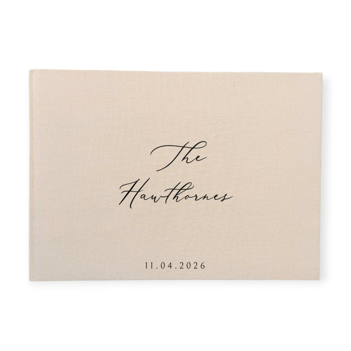 Custom Wedding Guest Book - Linen Landscape D17