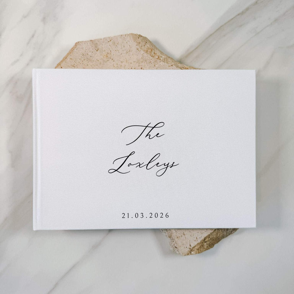 Custom Wedding Guest Book - Linen Landscape D17