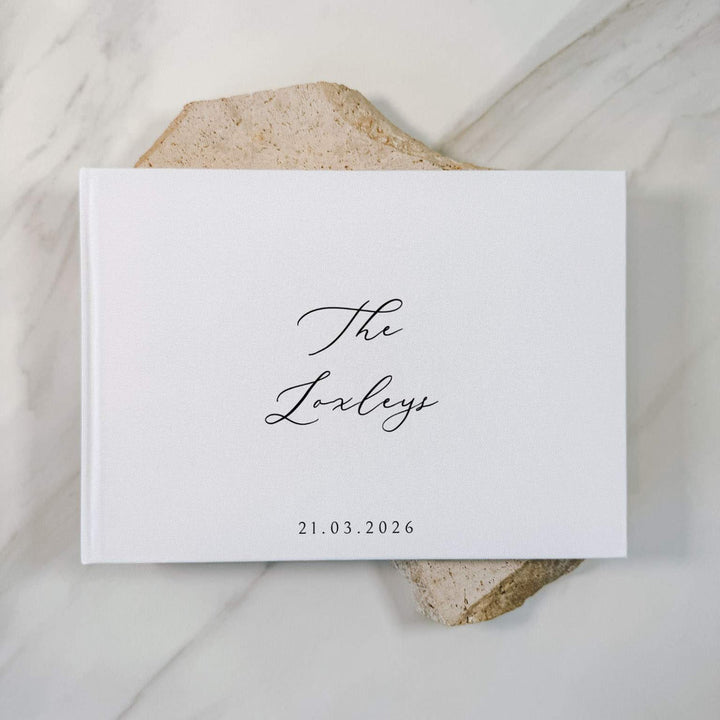 Custom Wedding Guest Book - Linen Landscape D17