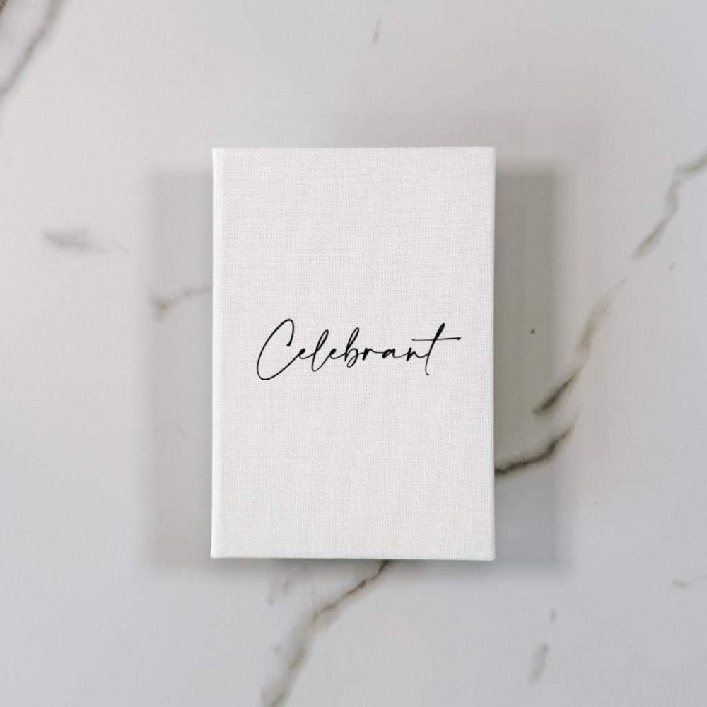 Custom Wedding Officiant Book – Linen Celebrant Book D20