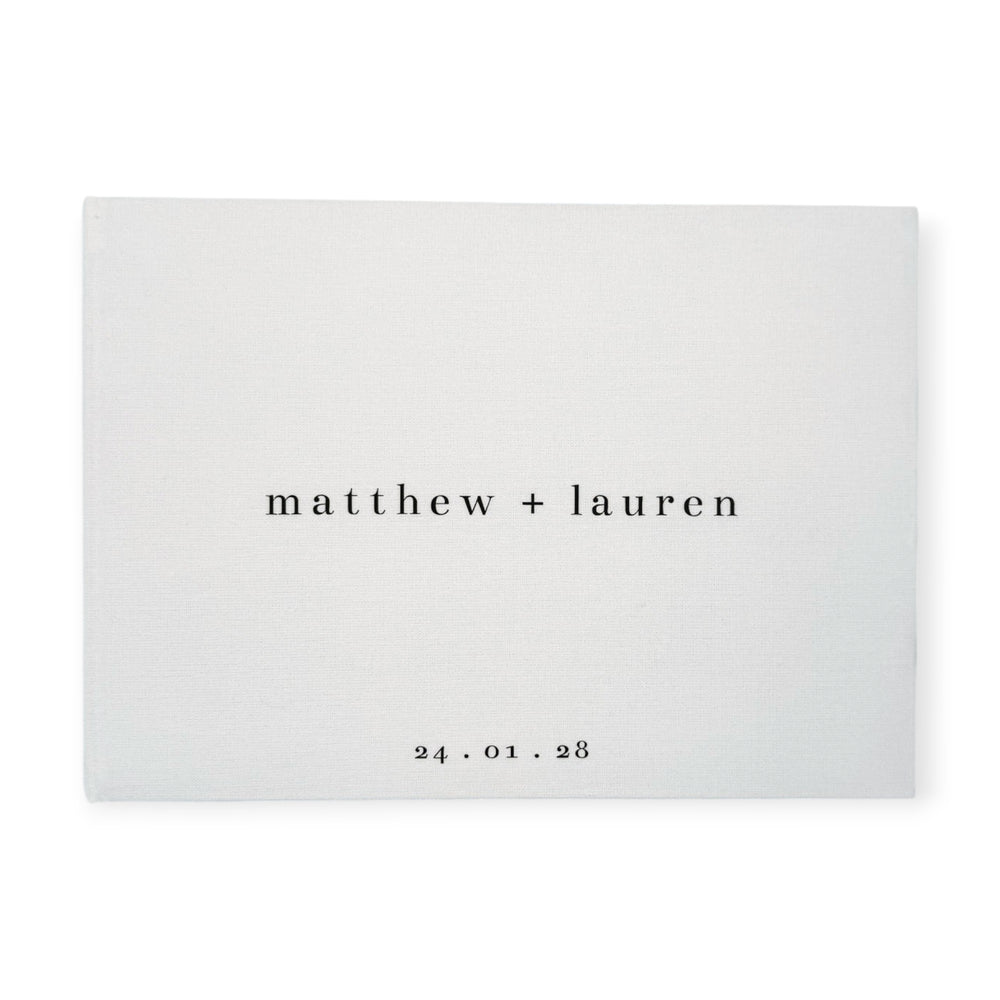 Custom Wedding Guest Book Almond Linen Cover