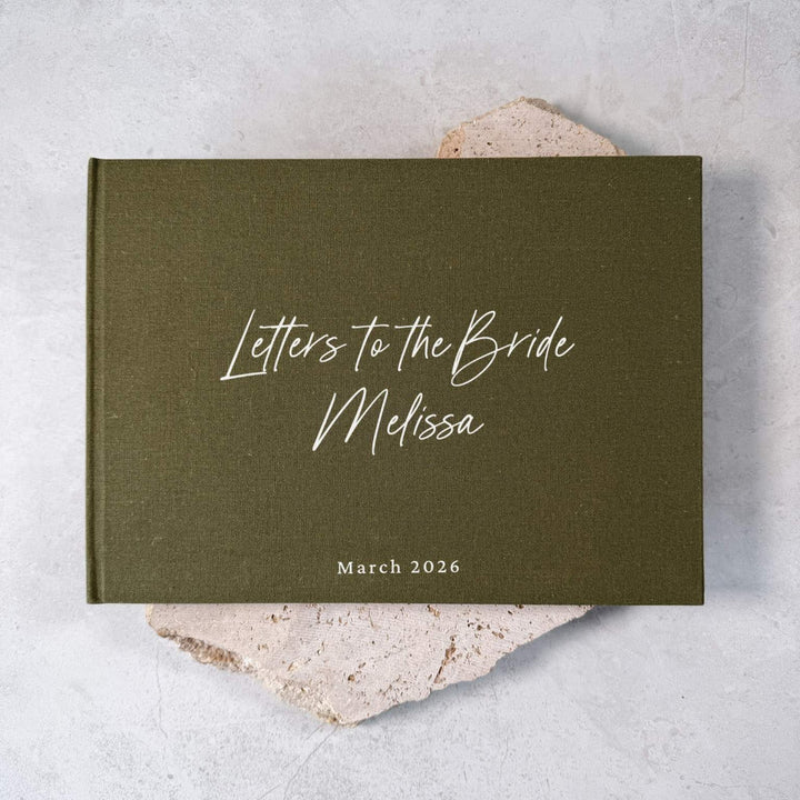 Custom Bridal Guest Book - Linen Landscape D49A