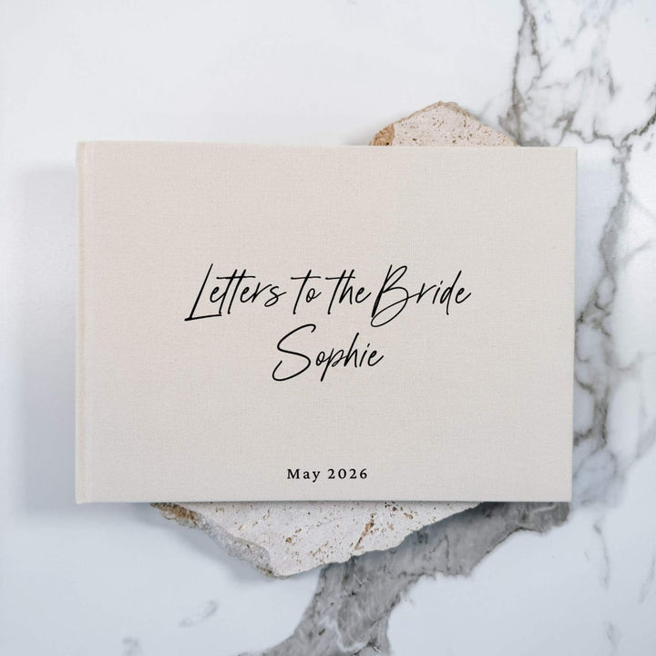 Custom Bridal Guest Book - Linen Landscape D49A