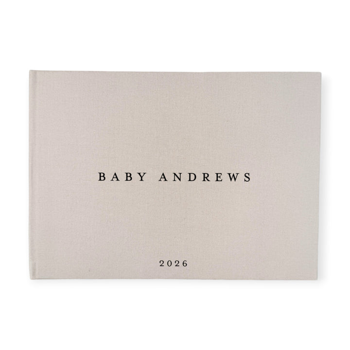 Custom Baby Guest Book - Linen Landscape D53