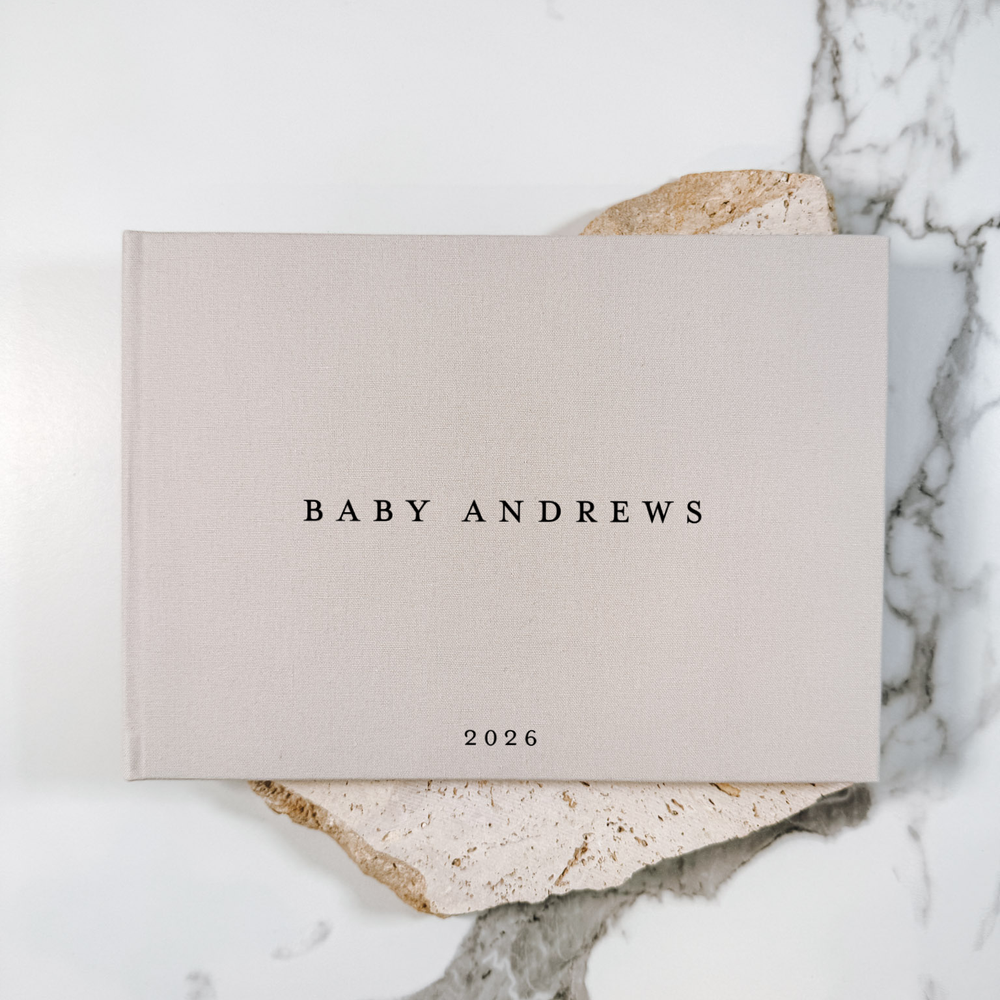 Custom Baby Guest Book - Linen Landscape D53