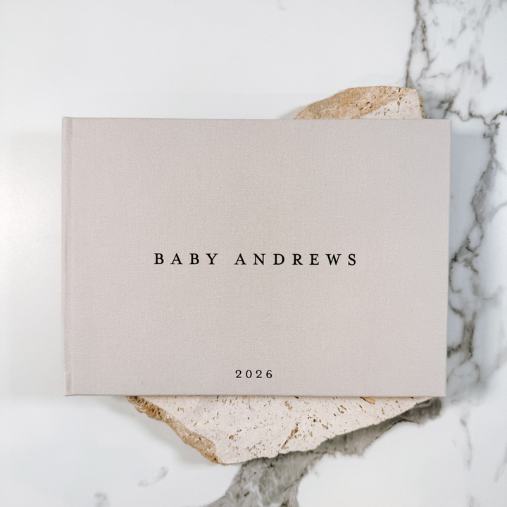 Custom Baby Guest Book - Linen Landscape D53