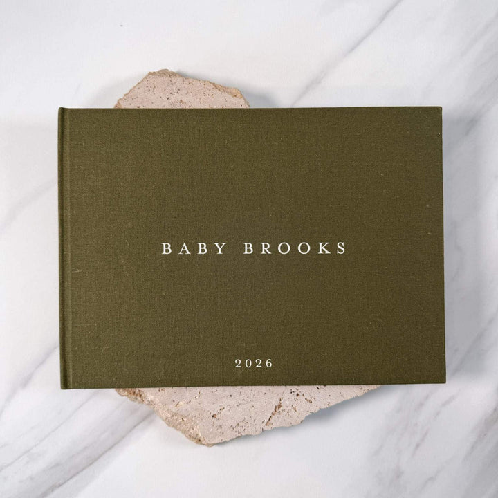 Custom Baby Guest Book - Linen Landscape D53