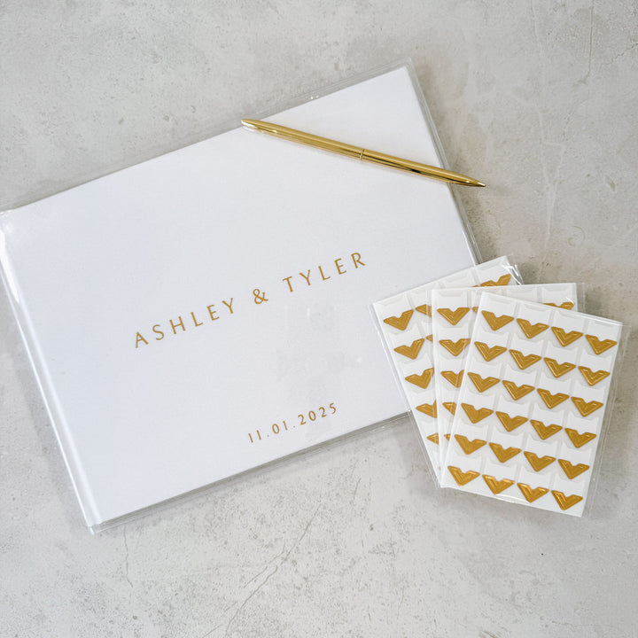 Landscape Wedding Guest Book Bundle - Custom A4 Linen Keepsake with Pen & PVC Cover